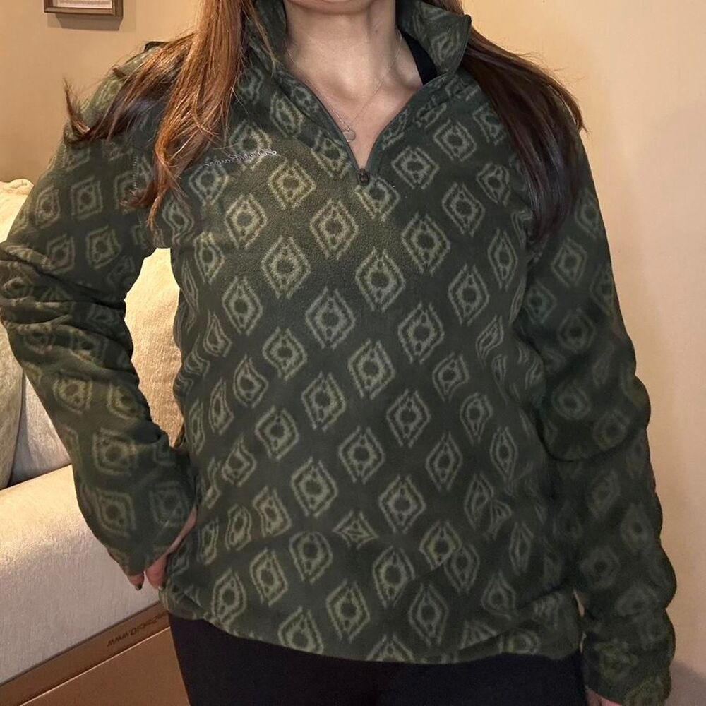 Eddie-bauer Men's Green and Khaki Jumper